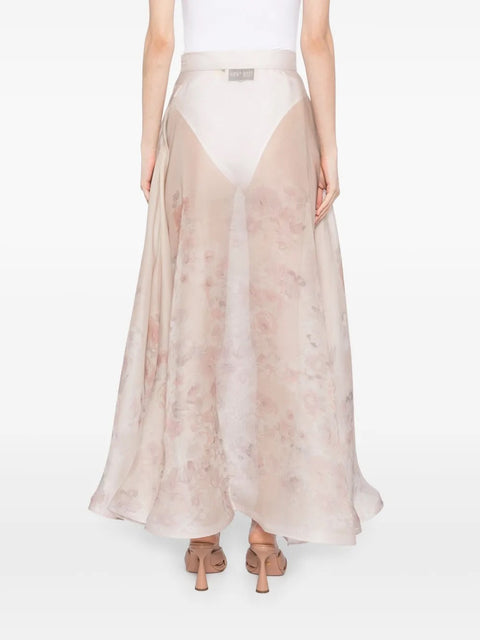Silk Floral Skirt