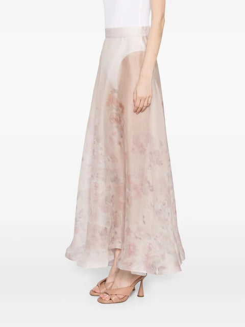 Silk Floral Skirt