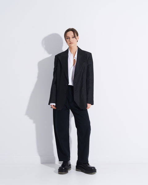 Black Silk Oversized Blazer