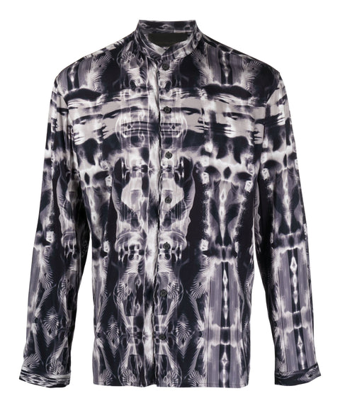 Dark Printed Mandarin Shirt