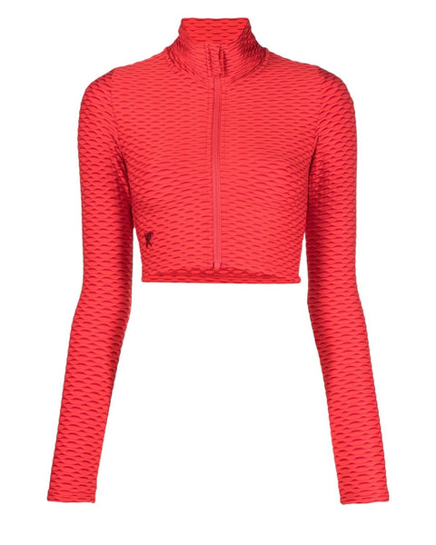 Crop zipper top 3D - Red