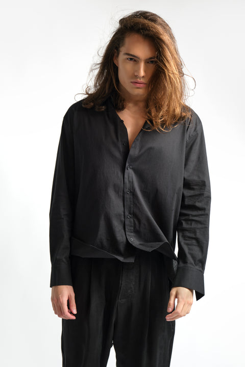 Oversized Popeline Shirt Black