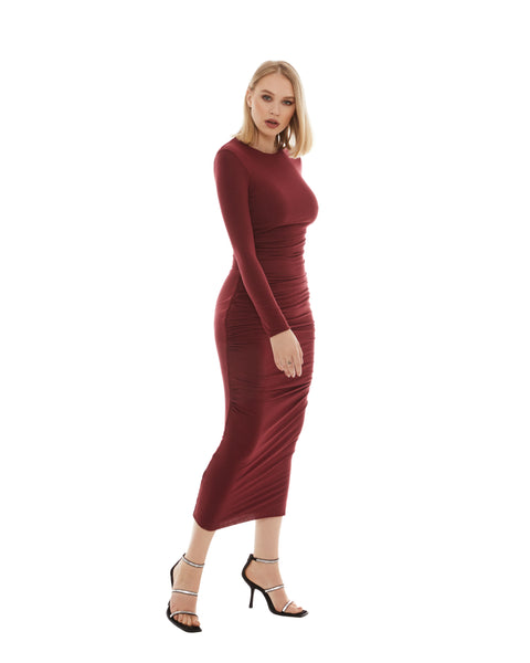 Marsala Wrinkled Dress