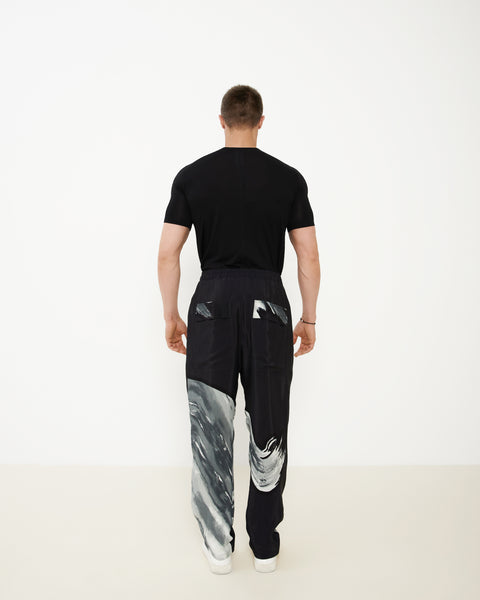 Light Viscose Monochrome Print Trousers