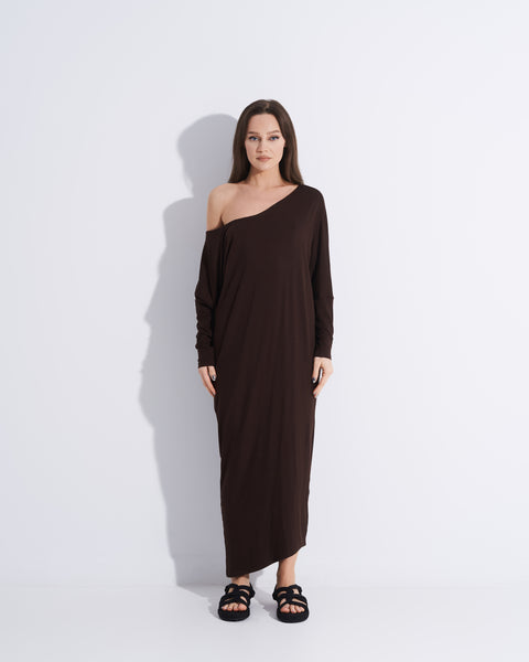 Brown Draping Dress