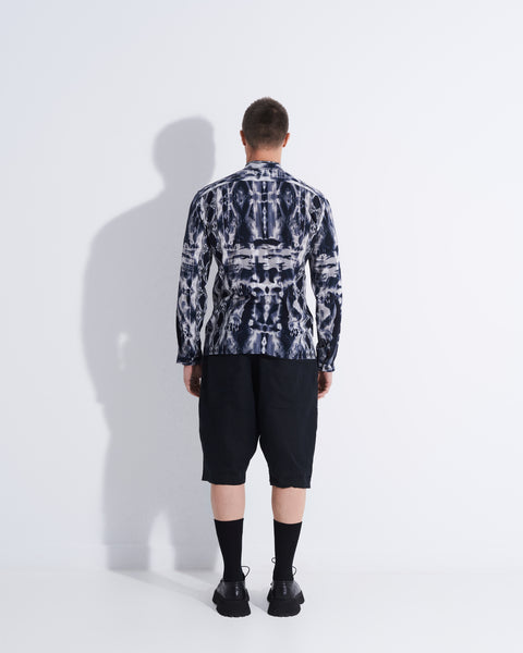 Dark Printed Mandarin Shirt