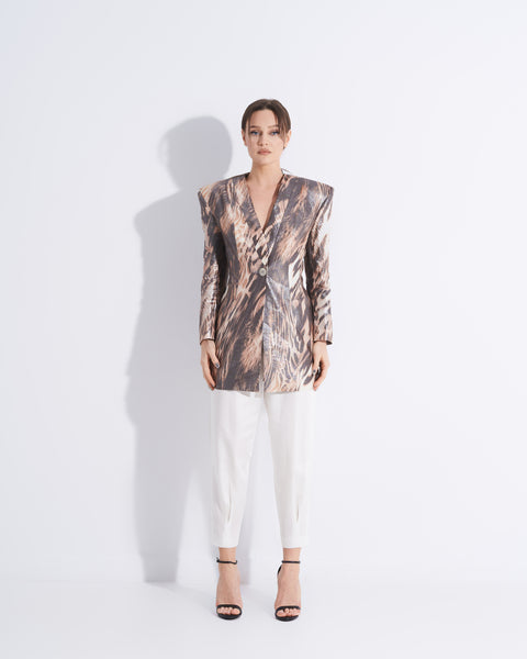 Printed Linen Blazer