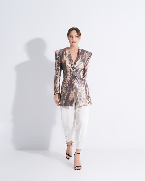 Printed Linen Blazer