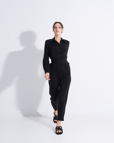 Black Cupro Jumpsuit