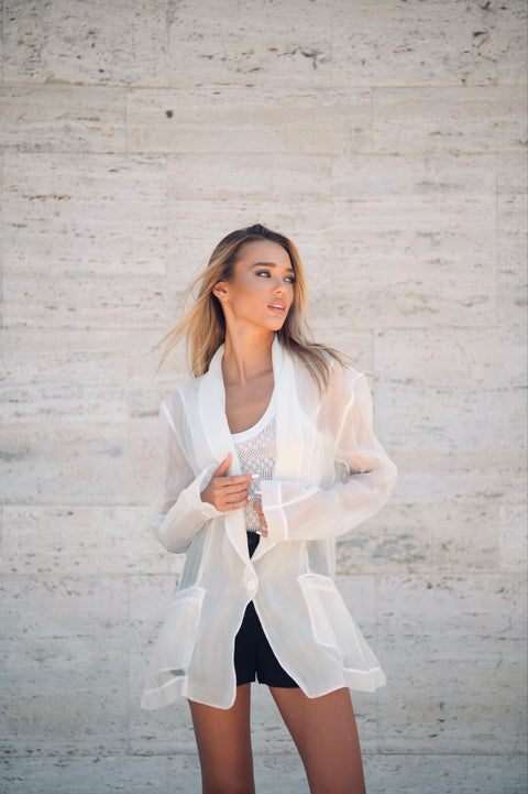 White Silk Blazer