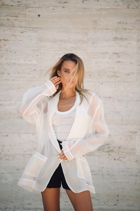 White Silk Blazer