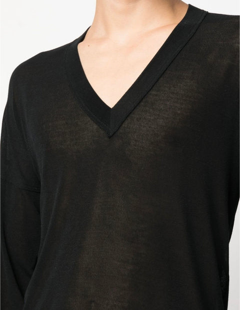 Long Sleeve Black V-neck