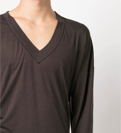 Long Sleeve Brown V-neck